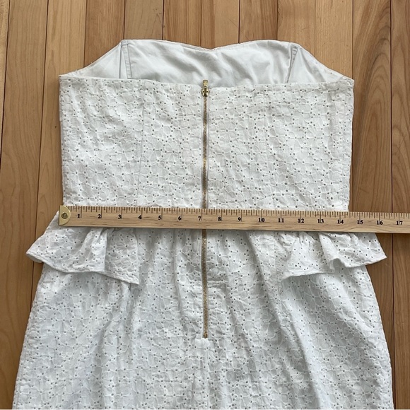 Lilly Pulitzer White Strapless Eyelet Lace Cotton Mini Dress - Sz US 8 - Picture 12 of 15